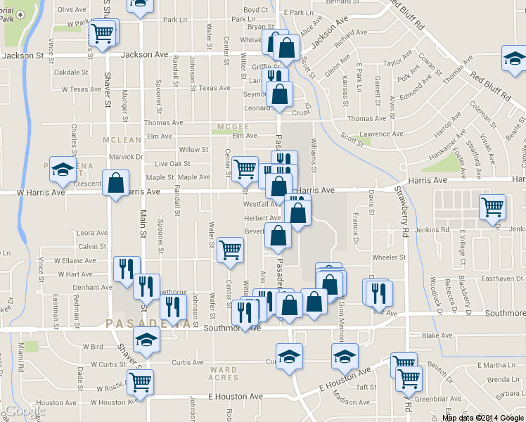 map of restaurants, bars, coffee shops, grocery stores, and more near 912 Westfall Ave in Pasadena