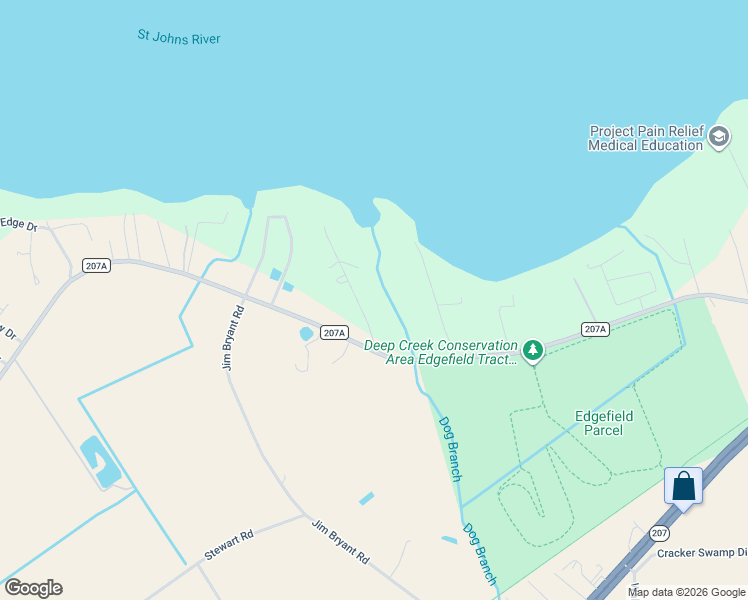 map of restaurants, bars, coffee shops, grocery stores, and more near 112 Orange Tree Road in East Palatka