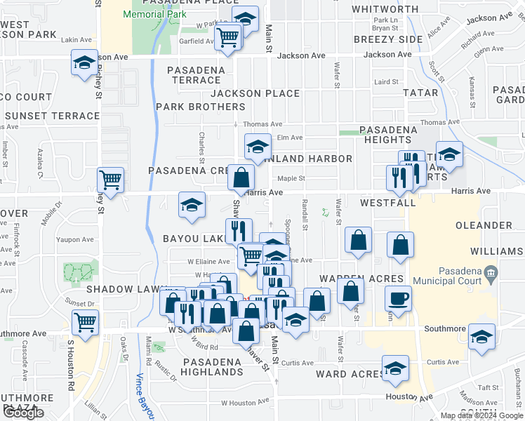 map of restaurants, bars, coffee shops, grocery stores, and more near 910 Main Street in Pasadena