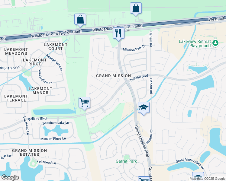 map of restaurants, bars, coffee shops, grocery stores, and more near 7247 Belford Park Lane in Richmond