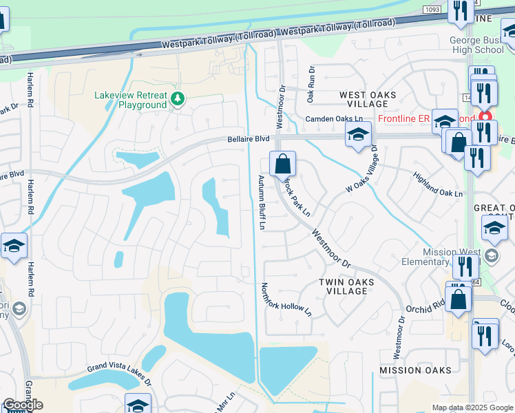 map of restaurants, bars, coffee shops, grocery stores, and more near 7250 Autumn Bluff Lane in Richmond