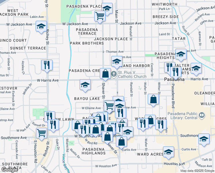 map of restaurants, bars, coffee shops, grocery stores, and more near 909 Shaver Street in Pasadena