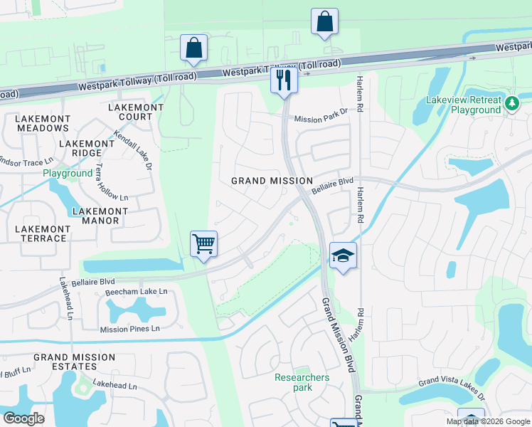 map of restaurants, bars, coffee shops, grocery stores, and more near 7247 Belford Park Lane in Richmond