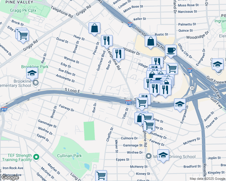 map of restaurants, bars, coffee shops, grocery stores, and more near 160 East Bend Lane in Houston