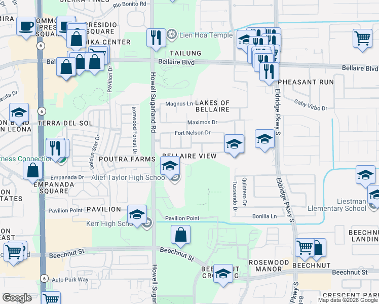 map of restaurants, bars, coffee shops, grocery stores, and more near in Harris County
