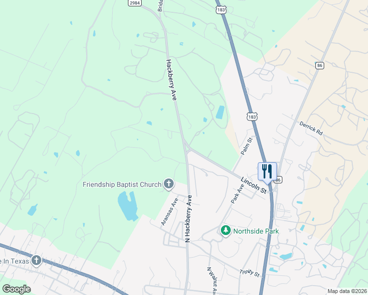map of restaurants, bars, coffee shops, grocery stores, and more near 1699 North Hackberry Avenue in Luling