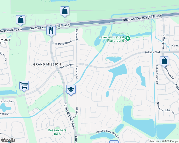 map of restaurants, bars, coffee shops, grocery stores, and more near 18927 Wedgewood Meadow Way in Richmond