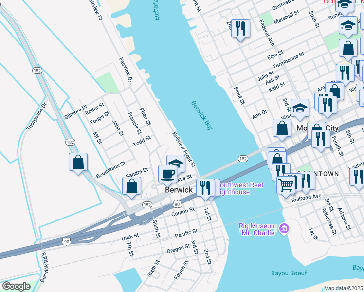 map of restaurants, bars, coffee shops, grocery stores, and more near 3650 Bellview Front Street in Berwick