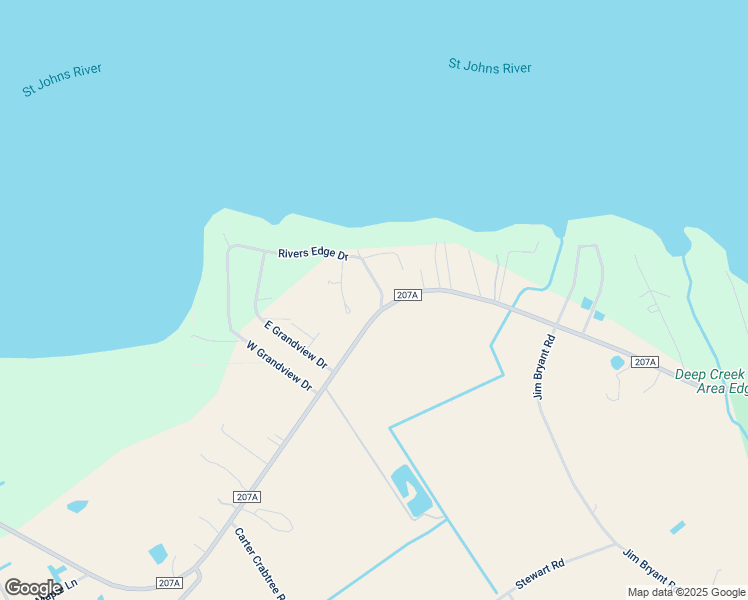 map of restaurants, bars, coffee shops, grocery stores, and more near 101 Riverview Terrace in East Palatka