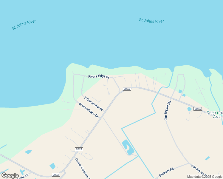 map of restaurants, bars, coffee shops, grocery stores, and more near 101 Riverview Terrace in East Palatka