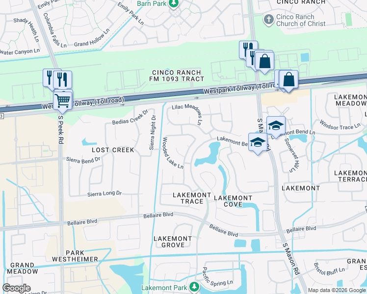 map of restaurants, bars, coffee shops, grocery stores, and more near 21107 Wakefield Meadow Ct in Richmond
