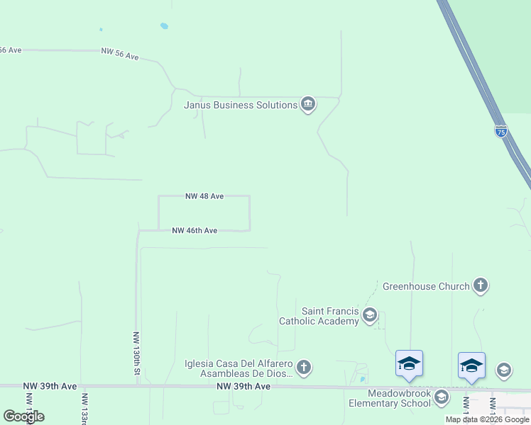 map of restaurants, bars, coffee shops, grocery stores, and more near 4703 Northwest 124th Street in Gainesville