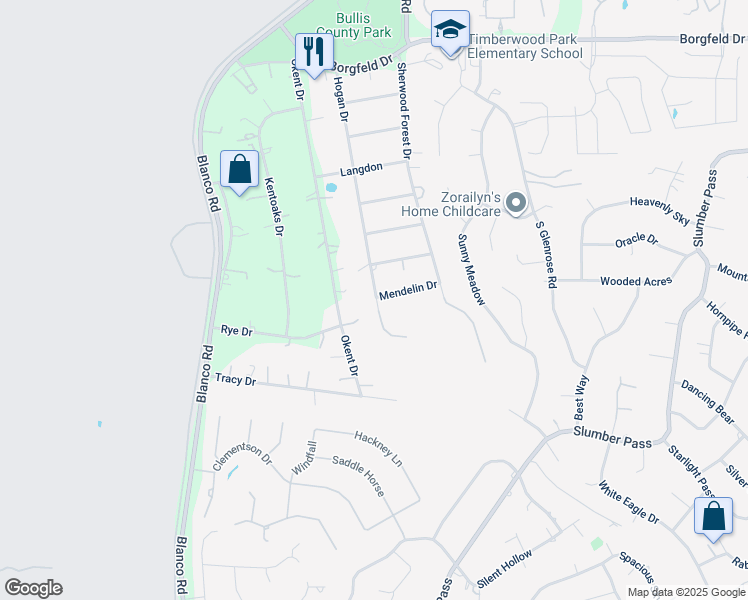 map of restaurants, bars, coffee shops, grocery stores, and more near 26825 Hogan Drive in San Antonio
