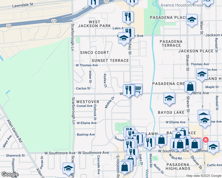 map of restaurants, bars, coffee shops, grocery stores, and more near 1234 Azalea Court in Pasadena
