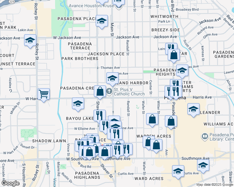 map of restaurants, bars, coffee shops, grocery stores, and more near 819 Main Street in Pasadena