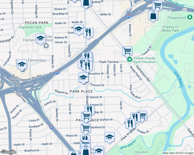 map of restaurants, bars, coffee shops, grocery stores, and more near 2922 Bellevue Street in Houston