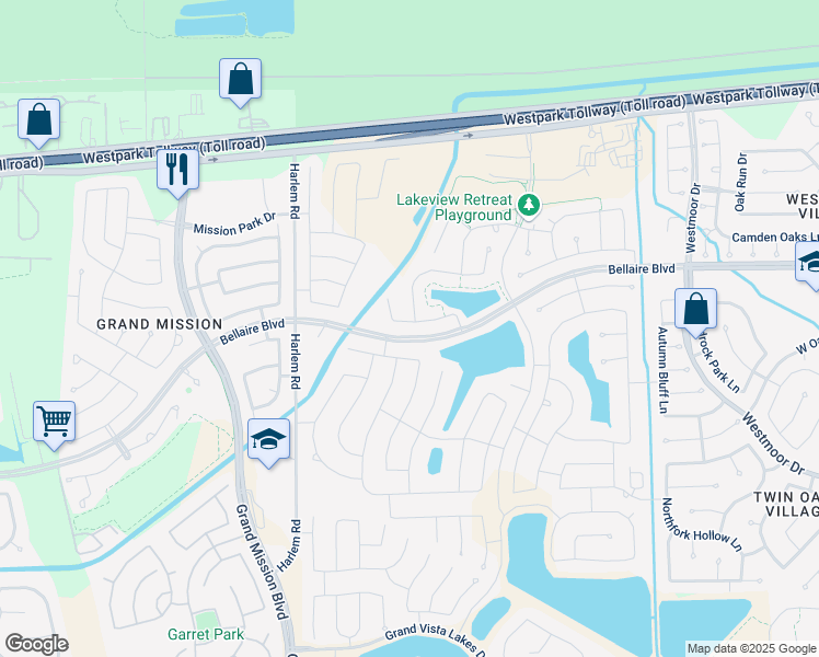 map of restaurants, bars, coffee shops, grocery stores, and more near 18623 Camden Heights Ln in Richmond