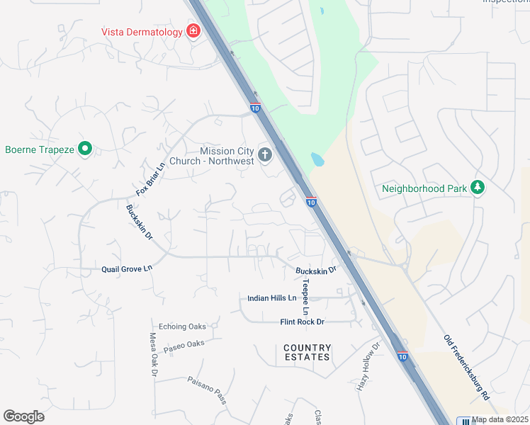map of restaurants, bars, coffee shops, grocery stores, and more near 26807 Frontage Road in San Antonio