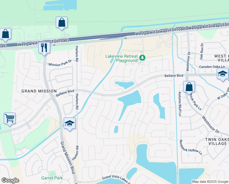 map of restaurants, bars, coffee shops, grocery stores, and more near 18623 Camden Heights Ln in Richmond