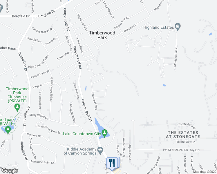 map of restaurants, bars, coffee shops, grocery stores, and more near 26734 Sunstream Way in San Antonio