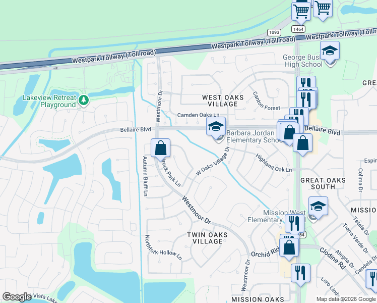 map of restaurants, bars, coffee shops, grocery stores, and more near 7331 Wimberly Oaks Lane in Richmond