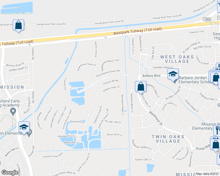 map of restaurants, bars, coffee shops, grocery stores, and more near 18415 Pelham Hollow Trail in Richmond