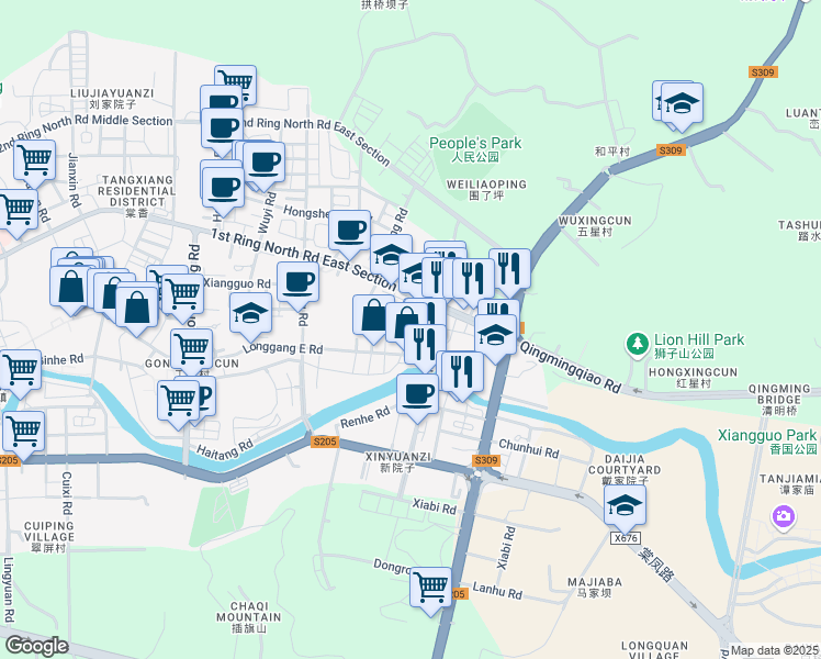 map of restaurants, bars, coffee shops, grocery stores, and more near in 