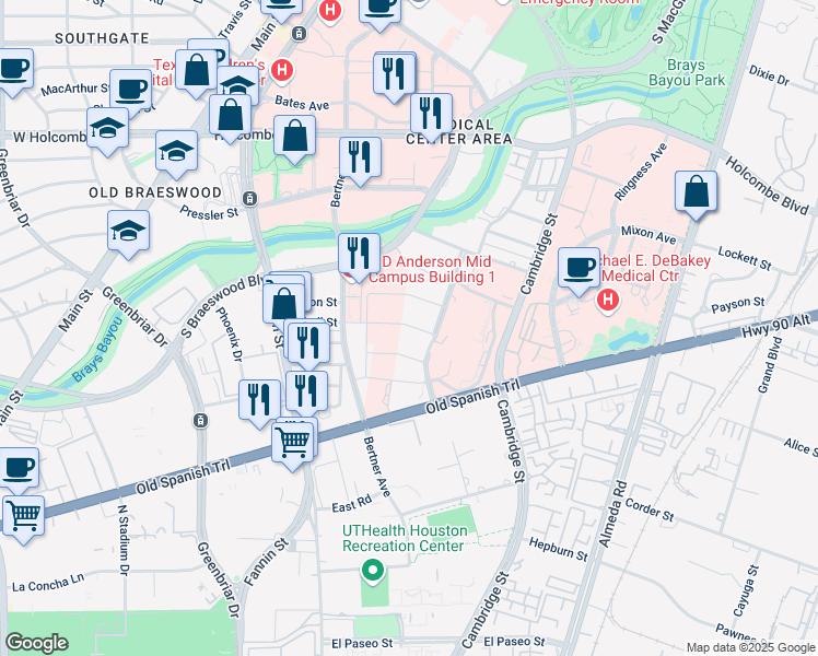 map of restaurants, bars, coffee shops, grocery stores, and more near 1840 Dynamic Way in Houston