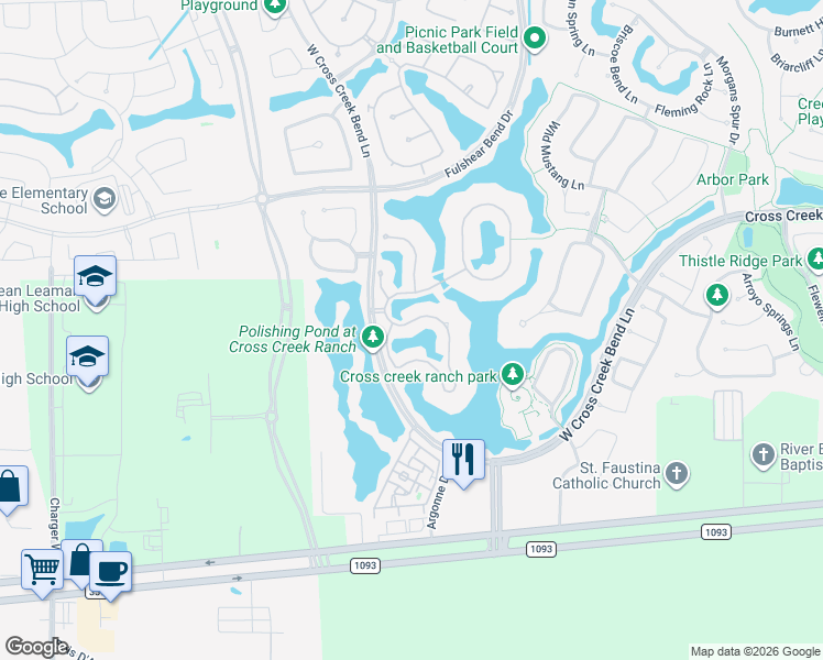 map of restaurants, bars, coffee shops, grocery stores, and more near 123 Walton Water Way Lane in Fulshear