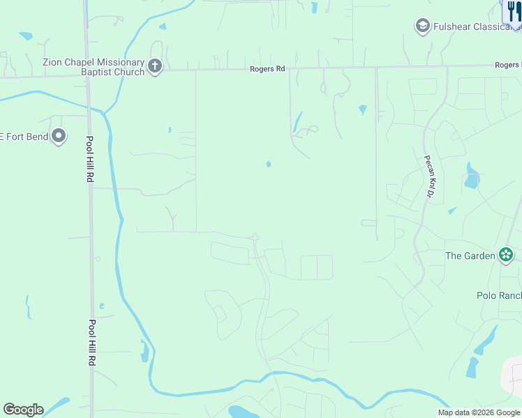 map of restaurants, bars, coffee shops, grocery stores, and more near 32605 Rogers Road in Fulshear