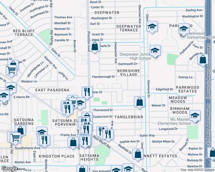 map of restaurants, bars, coffee shops, grocery stores, and more near 701 preston avenue in Pasadena
