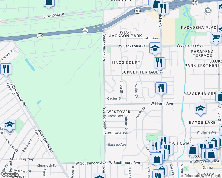 map of restaurants, bars, coffee shops, grocery stores, and more near 1403 Susan Street in Pasadena