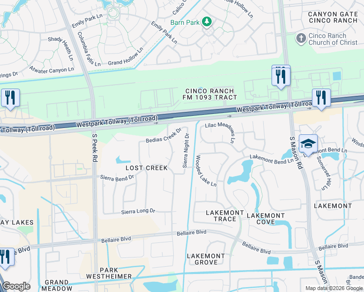 map of restaurants, bars, coffee shops, grocery stores, and more near 21407 Pebble Grove Court in Richmond