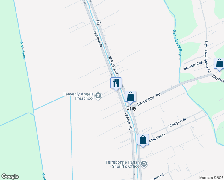 map of restaurants, bars, coffee shops, grocery stores, and more near McGuin Court in Gray