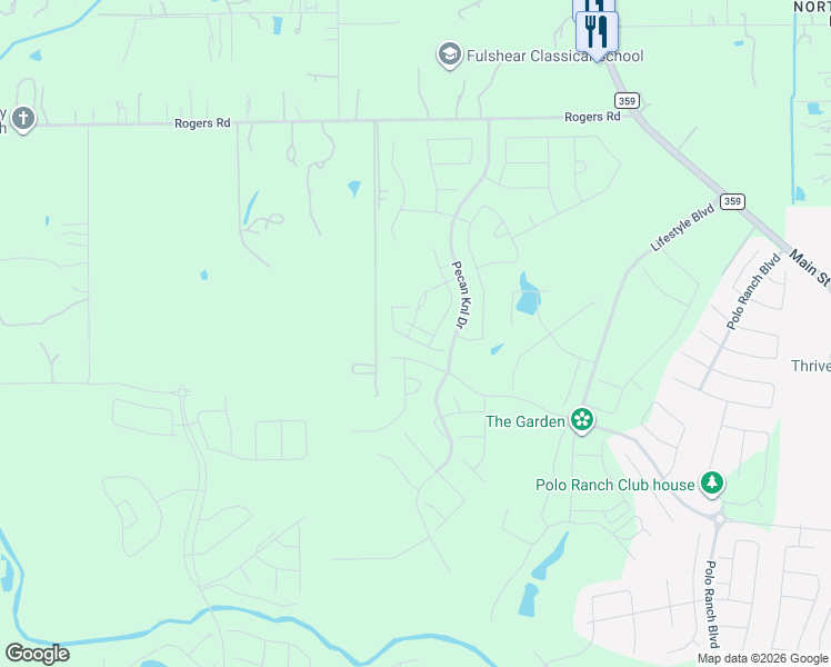 map of restaurants, bars, coffee shops, grocery stores, and more near 32015 Black Ridge Lane in Fulshear