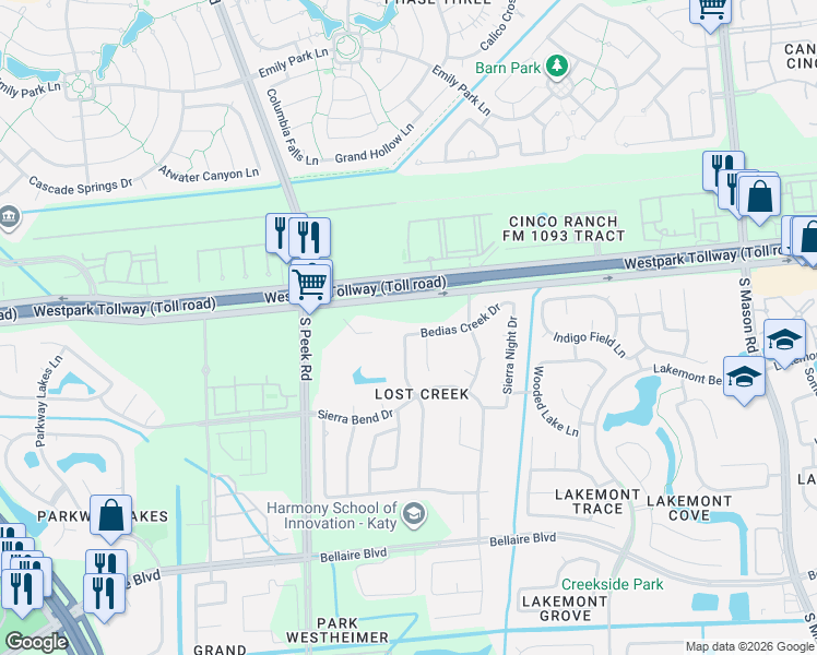 map of restaurants, bars, coffee shops, grocery stores, and more near 7106 Anaquitas Creek Court in Richmond