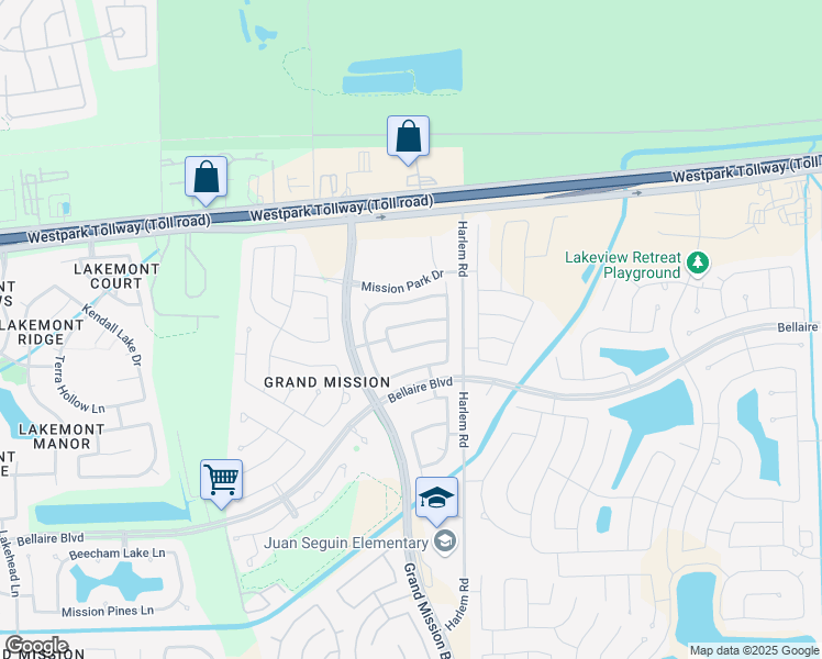 map of restaurants, bars, coffee shops, grocery stores, and more near 19107 Spring Meadows Lane in Richmond