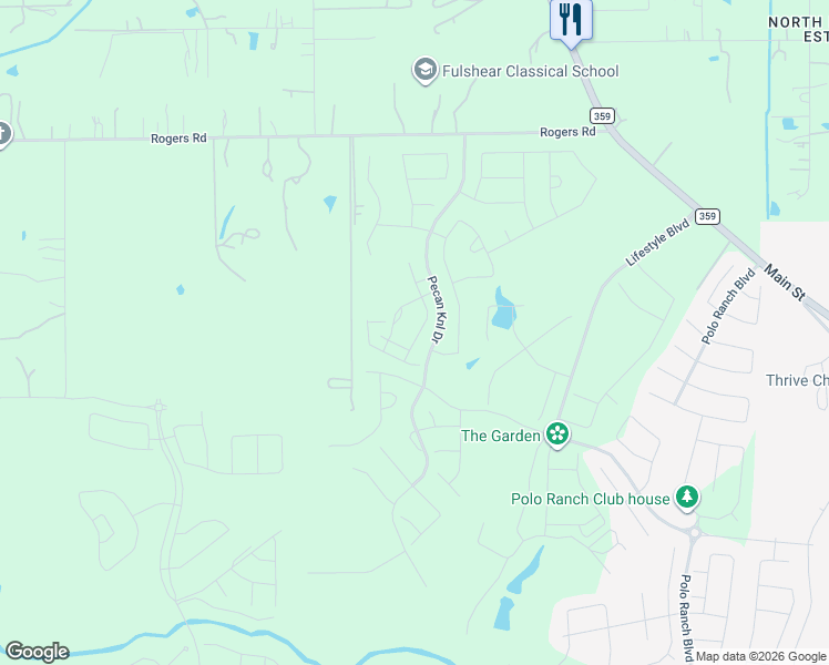 map of restaurants, bars, coffee shops, grocery stores, and more near 32015 Black Ridge Lane in Fulshear