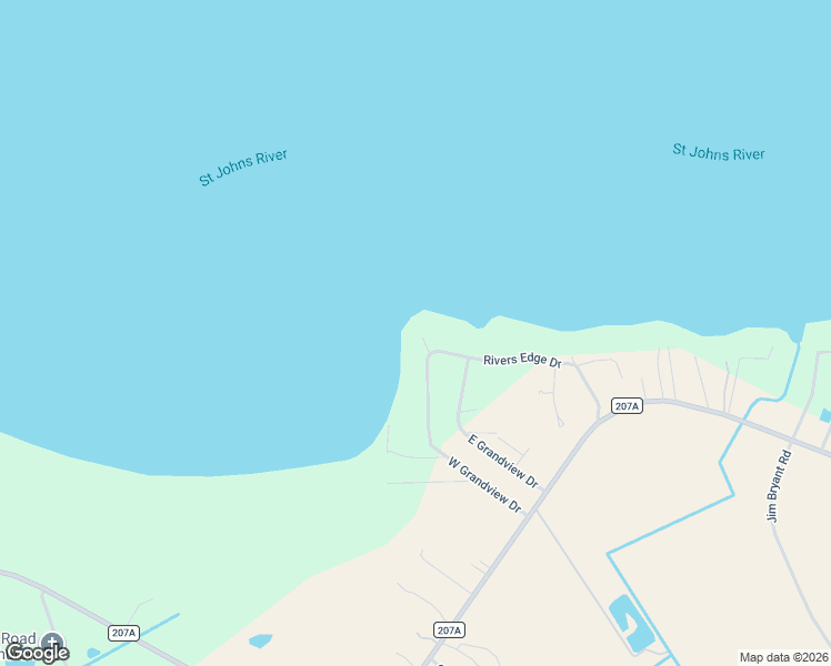map of restaurants, bars, coffee shops, grocery stores, and more near 157 West Grandview Drive in East Palatka