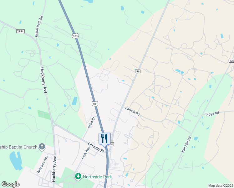 map of restaurants, bars, coffee shops, grocery stores, and more near 325 Farm to Market Road 86 in Luling