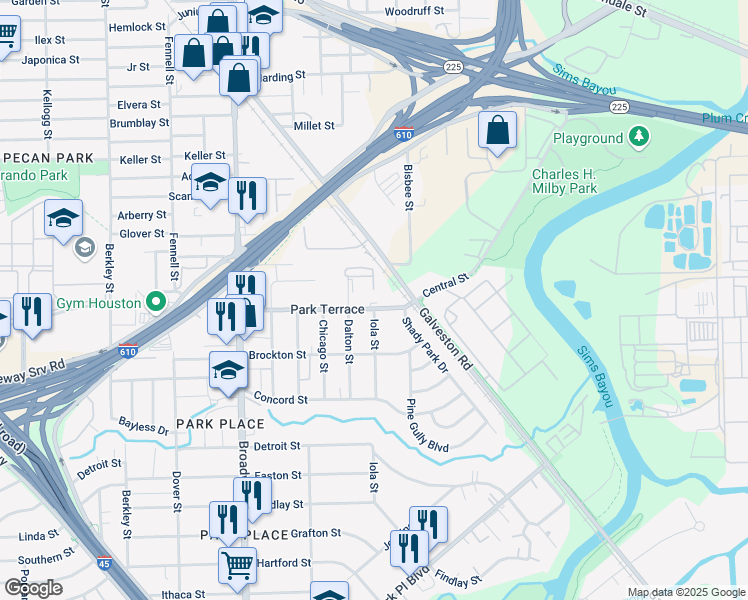 map of restaurants, bars, coffee shops, grocery stores, and more near 2707 Dalton Street in Houston