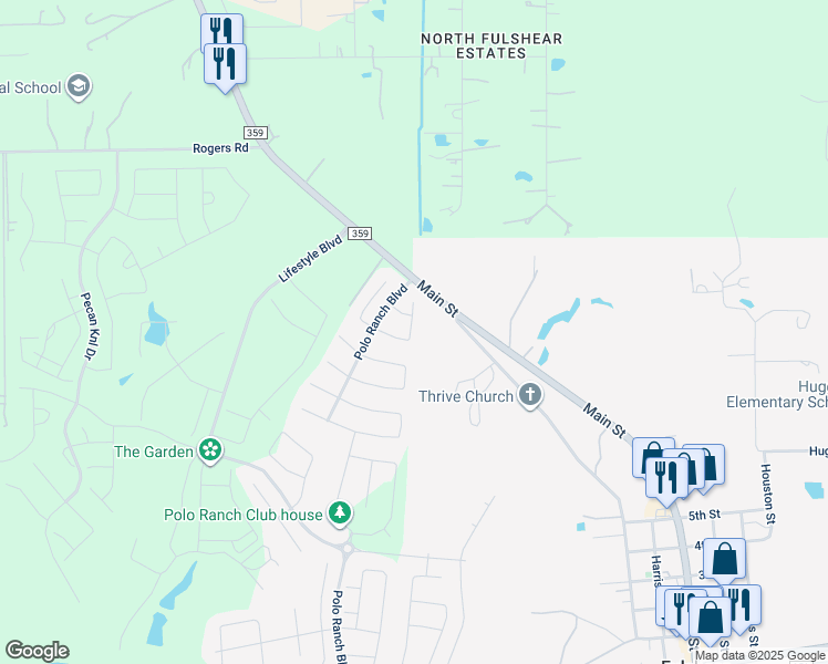 map of restaurants, bars, coffee shops, grocery stores, and more near in Fulshear