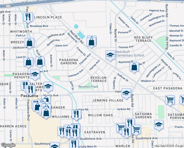 map of restaurants, bars, coffee shops, grocery stores, and more near 911 Stratford Avenue in Pasadena