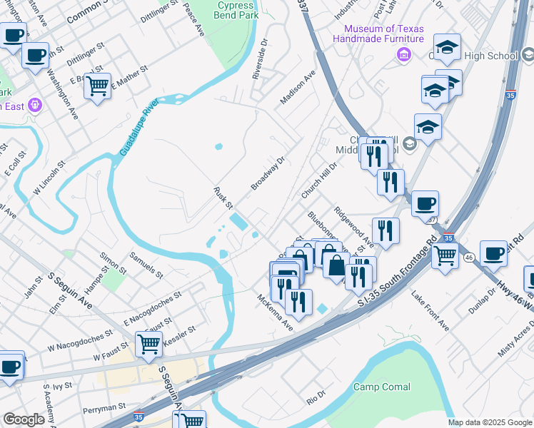 map of restaurants, bars, coffee shops, grocery stores, and more near Milestone in San Antonio