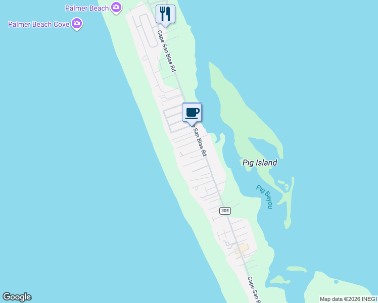 map of restaurants, bars, coffee shops, grocery stores, and more near 153 Cancun Drive in Port St. Joe
