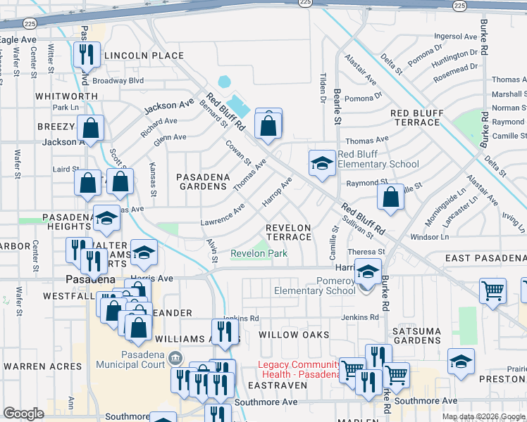 map of restaurants, bars, coffee shops, grocery stores, and more near 911 Stratford Avenue in Pasadena