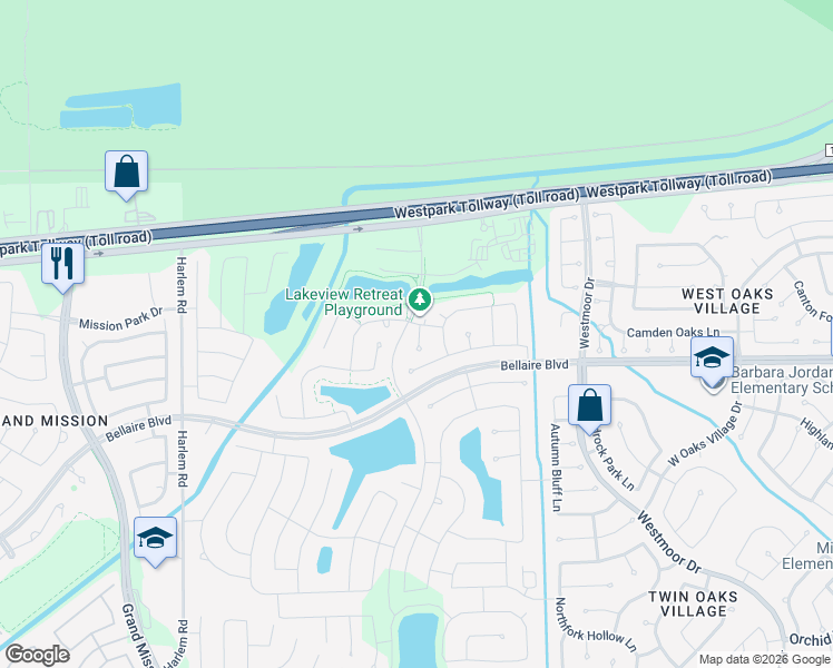map of restaurants, bars, coffee shops, grocery stores, and more near 18410 Stablewood Manor Trail in Richmond