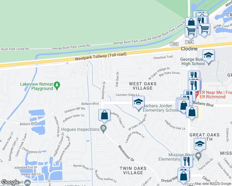 map of restaurants, bars, coffee shops, grocery stores, and more near 17926 Camden Oaks Lane in Richmond