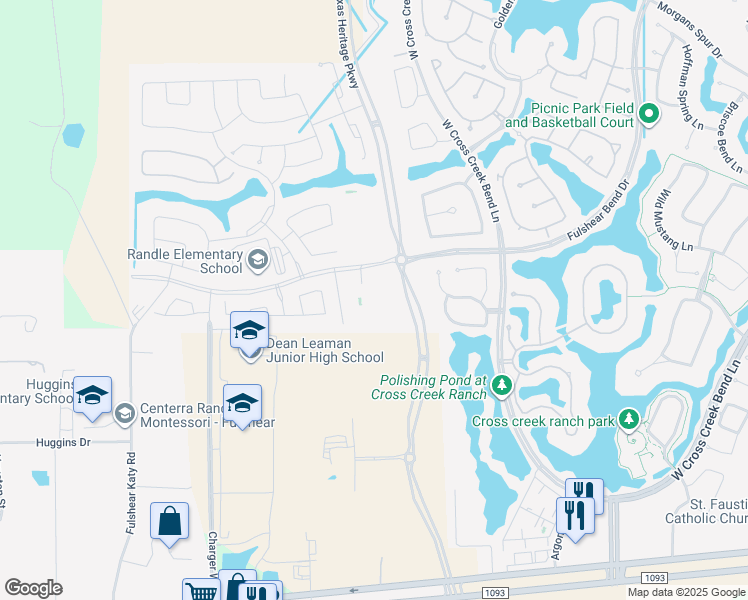 map of restaurants, bars, coffee shops, grocery stores, and more near 6030 Texas Heritage Parkway in Fulshear