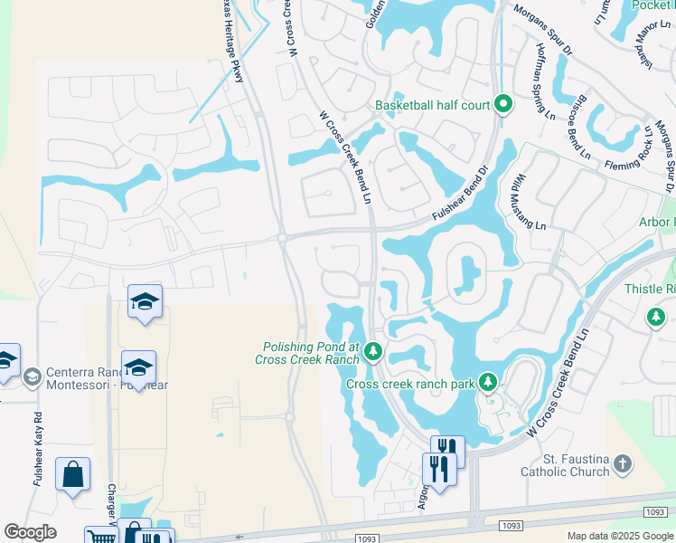 map of restaurants, bars, coffee shops, grocery stores, and more near Sweet Creek Lane in Fulshear